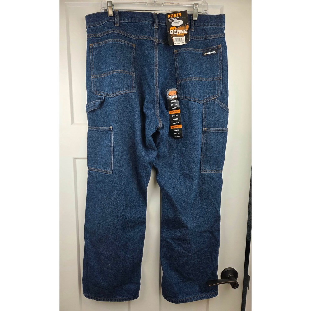 NWT BERNE P2213 Flannel Lined Relaxed Fit Utility Denim Jeans Mens 36x30 P2213WD
